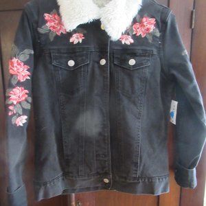 PACSUN Women's Black Embellished Lined Denim Jacket MWT!
